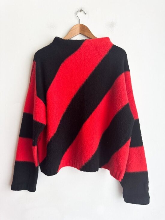 Pier Antonio Gaspari Sweaters - Pier Antonio Gaspari Virgin Wool Cashmere Blend Orange Black Stripe Sweater M/L